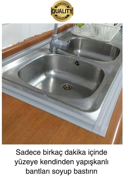 Premium Gri Ocak Tezgah Kenarı Banyo Mutfak Sızdırmaz Bant Su Geçirmez Küfe Dayanıklı 3,2 mt 3 Adet fırsatları