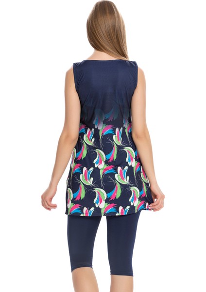 Sıfır Kol Taytlı Yarı Kapalı Mayo 162-02 Lacivert fiyatları