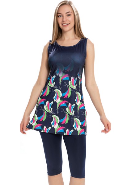 Sıfır Kol Taytlı Yarı Kapalı Mayo 162-02 Lacivert fırsatları