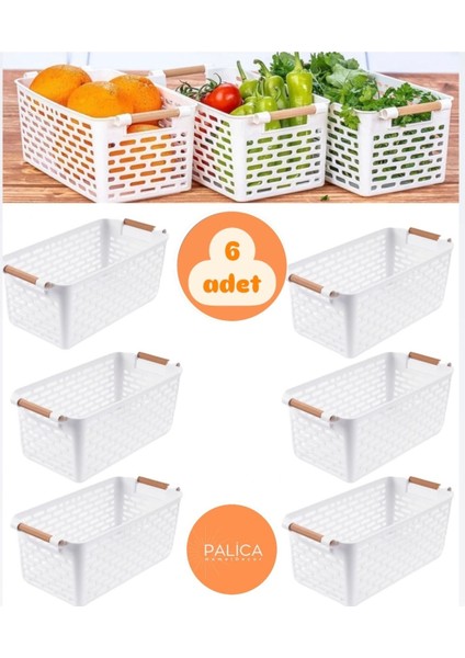 6 Adet Çok Amaçlı Organizer Sepet Kaşıklık, Mutfak, Dolap Içi ve Banyo Düzenleyici