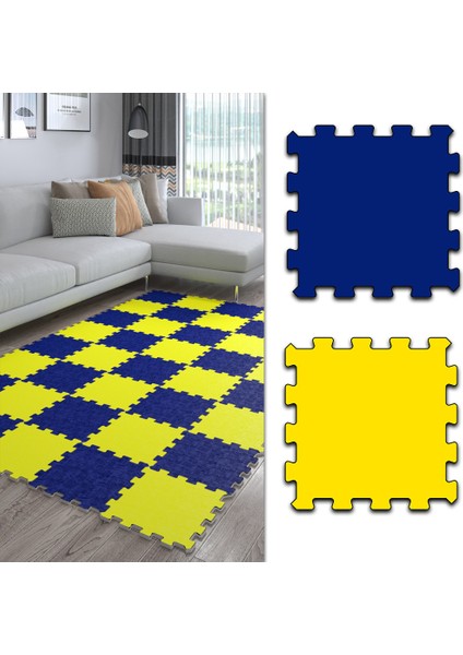 Dijital Baskılı Sarı-Lacivert Taraftar Halısı-Mutfak-Oturma Odası-Salon Halısı/yapboz Halı/puzzle Halı/ Japon Halı