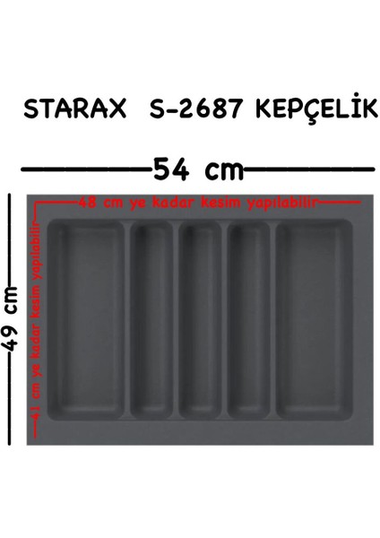 S-2687-G Çekmece Içi Antibakteriyel Kepçelik 60LİK Modül Gri En:54-48 D:49-41CM Arası Kesilir
