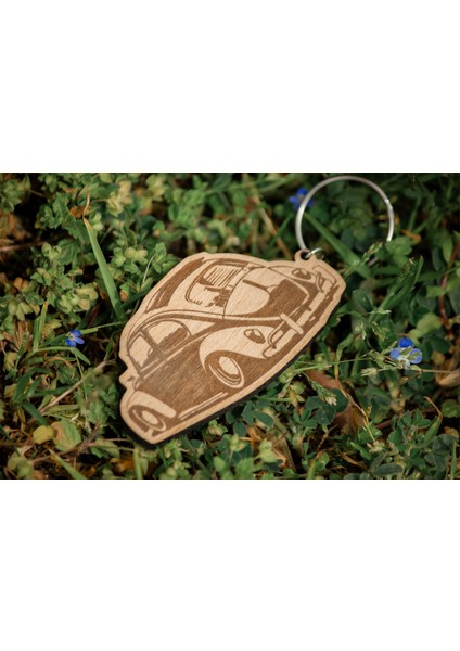 Wood&craft - Kaplumbağa Aşkı Cebinizde: Volkswagen Beetle Ahşap Anahtarlık