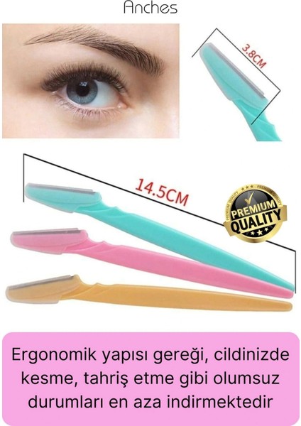 3'lü Yüz Jileti Kaş Usturası Kadın Epilasyon Aleti Bakım Aparatı Epilatör Kaliteli Şekillendirme
