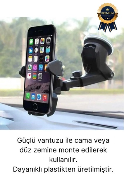 Çok Fonksiyonlu Dayanıklı Teleskopik 360 Derece Vantuzlu Araba Araç Cep Telefonu Tutucu Askılık fiyatları