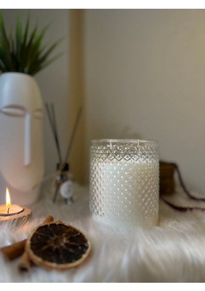 Dekoratif Özel Tasarım Aromaterapi Vanilya Kokulu Dev Boy Cam Bardak Mum
