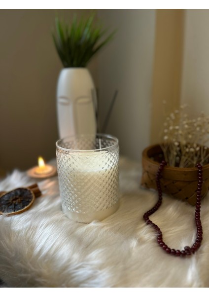 Dekoratif Özel Tasarım Aromaterapi Vanilya Kokulu Dev Boy Cam Bardak Mum