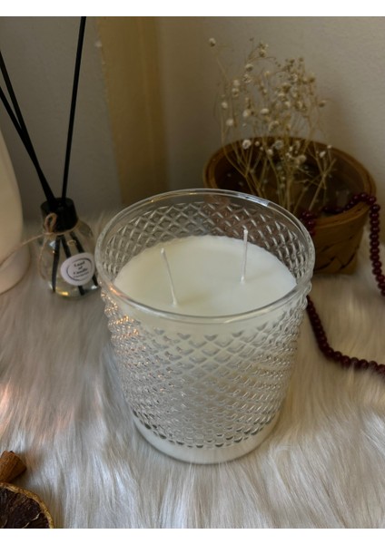 Dekoratif Özel Tasarım Aromaterapi Vanilya Kokulu Dev Boy Cam Bardak Mum