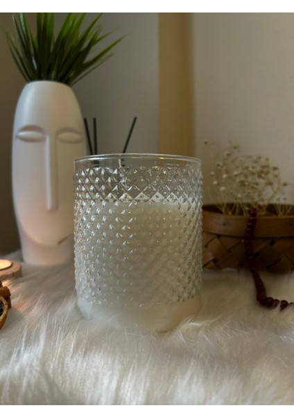 Dekoratif Özel Tasarım Aromaterapi Vanilya Kokulu Dev Boy Cam Bardak Mum