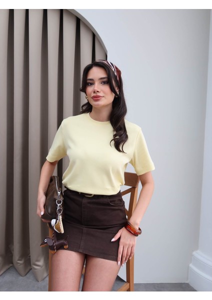 Likralı Bisiklet Yaka T-Shirt fırsatları