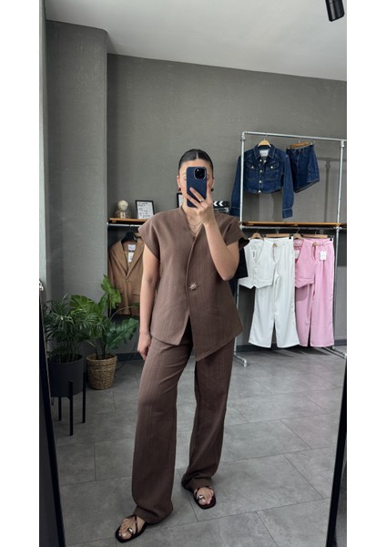Oversize Yelek Pantolon Takım