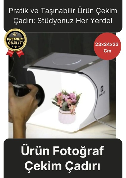 Çok Amaçlı Portatif Taşınabilir Beyaz LED Işıklı Pratik Mini Fon Fotoğraf Stüdyosu Ürün Çekim Çadırı