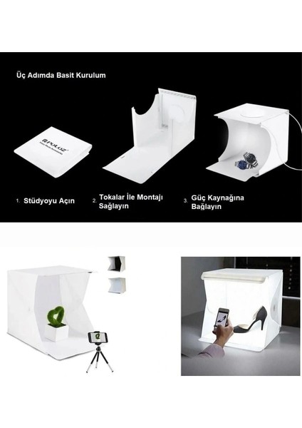 Çok Amaçlı Portatif Taşınabilir Beyaz LED Işıklı Pratik Mini Fon Fotoğraf Stüdyosu Ürün Çekim Çadırı fiyatları
