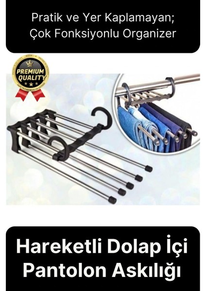 Çok Fonksiyonlu Organizer Katlanabilir Kumaş Kot Eşarp Hareketli Dolap Içi Pantolon Askılığı 5 In 1