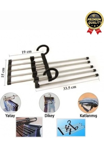 Çok Fonksiyonlu Organizer Katlanabilir Kumaş Kot Eşarp Hareketli Dolap Içi Pantolon Askılığı 5 In 1