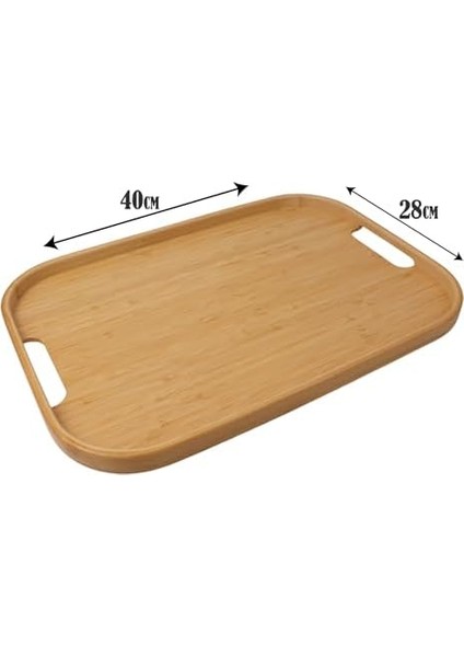 Dikdörtgen Bambu Servis Tepsisi, 2'li Set, 33X22 cm ve 40X28 cm | Dikdörtgen Bambu Tepsi
