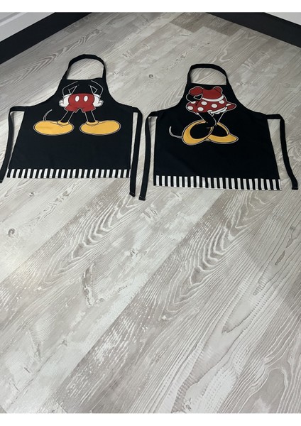 Miki Siyah Çift Mutfak Önlüğü