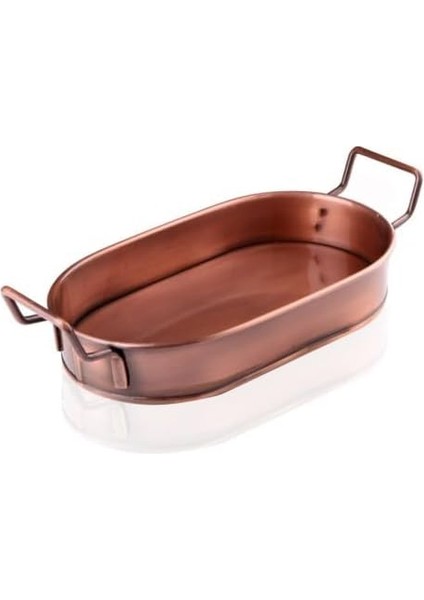 32CM Bakır Kaplama Lüks Galvaniz Metal Boyalı Oval Tepsi Zarafet ve Dayanıklılığı Buluşturuyor