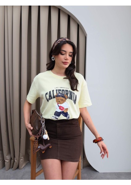 Bear California Baskılı T-Shirt