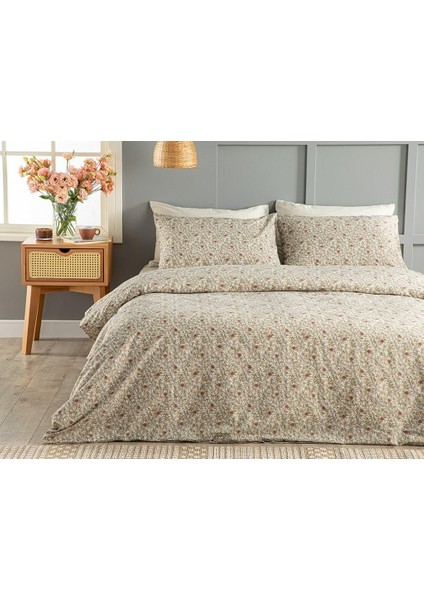 Home Pure Poppy Kolay Ütülenir Çift Kişilik Nevresim Seti 200X220 cm Bej