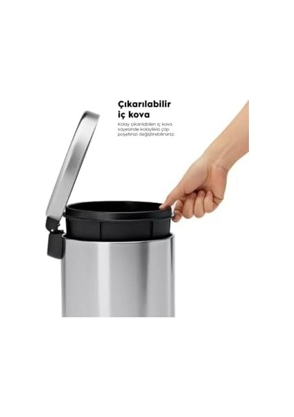 4 Lü Set Pedallı Çöp Kovası Wc Klozet Fırça Sabunluk Diş Fırçalık Seti