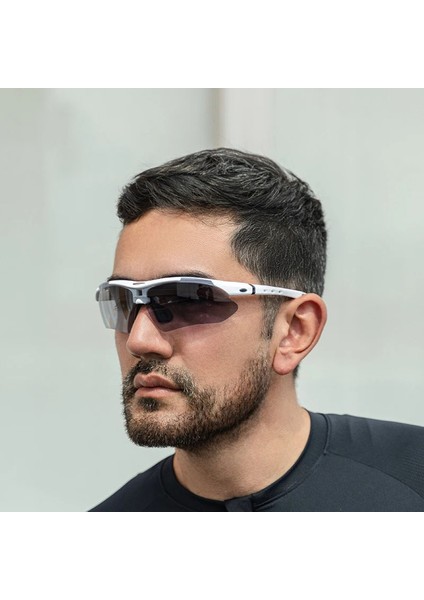 Rockbros Polarize %100 Uv Korumalı Beyaz 5 Lensli Bisiklet Spor Dağ Kayak Gözlüğü