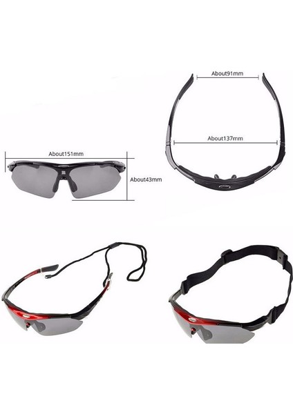 Rockbros Polarize %100 Uv Korumalı Beyaz 5 Lensli Bisiklet Spor Dağ Kayak Gözlüğü