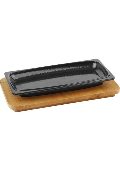 Döküm Servis Tabağı, 30X15 cm Ahşap Altlı - Lv As 172