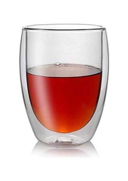 Çift Cidarlı Iki Katmanlı Çift Camlı Bardak, Kupa - Cappucino Latte Kahve Bardağı - Borosilikat Cam - Yalıtımlı, 350 ml