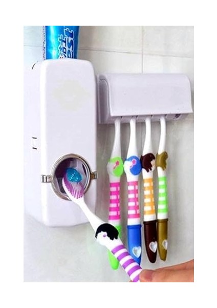 Diş Macunu Sıkma Makinesi, Diş Fırçası Tutuculu 5'li Macun Sıkacağı Seti