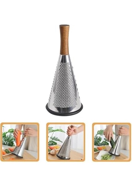 Saplı Rende - 3 Farklı Fonksiyonlu Paslanmaz Çelik Doğrama Özelliği ile Mutfak ve Restoran Kullanımına Uygun Pratik Rende