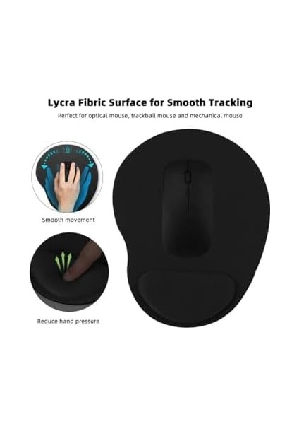 Bilek Destekli Jel Mouse Pad,ergonomik Kaymaz Taban,oyun ve Ofis Için Fare Altlığı,suya Dayanıklı (Siyah)