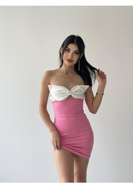 Fiyonklu Pembe Elbise