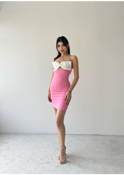 Fiyonklu Pembe Elbise