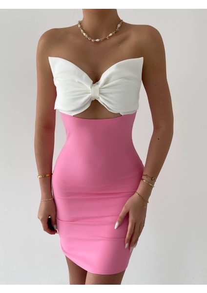 Fiyonklu Pembe Elbise