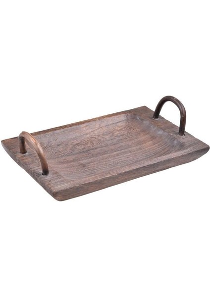 Dikdörtgen Kulplu Büyük Tepsi Pavlonya Ağacı 41 * 25 * 4cm