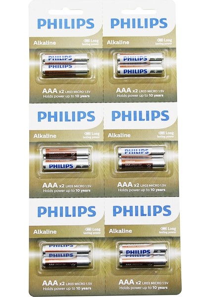 Alkaline Ince - Aaa - 1.5V Pil 12PCS= 2li x 6