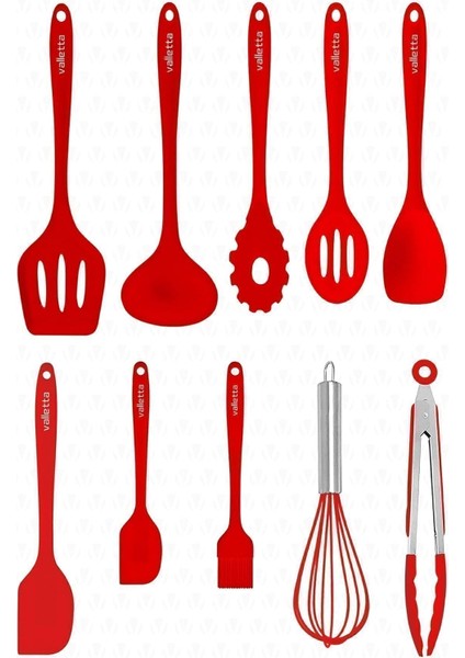 VLT1120 Salvatore 10 Parça Spatula Set Kırmızı VLT1120