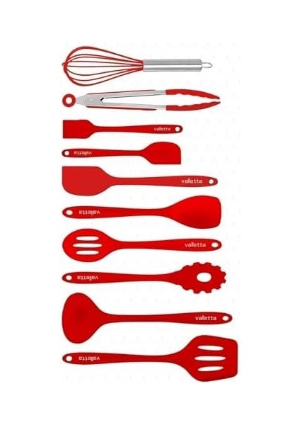 VLT1120 Salvatore 10 Parça Spatula Set Kırmızı VLT1120