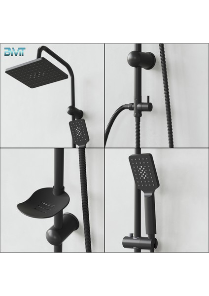 🚿Neptune Mat Siyah 2 Fonksiyonlu Robot Duş Seti Yağmurlama