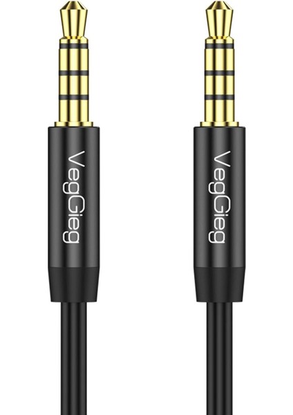 3.5mm Jack Trrs Hi-Fi Örgülü Aux Mikrofon ve Ses Kablosu 1 Metre
