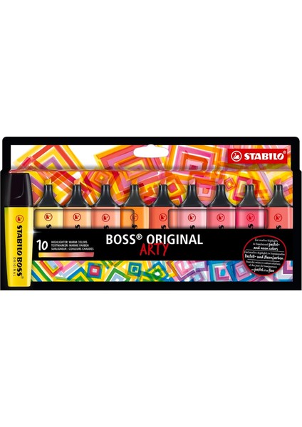 Arty - Fosforlu Kalem - 10'lu Paket - 10 Farklı Sıcak Renkler