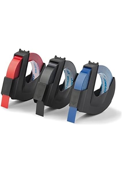 3D Plastik Kabartma Şerit (9 mm x 3 Mt), 3'lü Paket, Siyah/kırmızı/mavi - S0847750