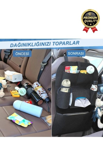 Özel Üretim Oto Aksesuarı 7 Cepli Keçe Koltuk Arkası Organizeri Araç Içi Eşya Çanta Düzenleyici indirimleri