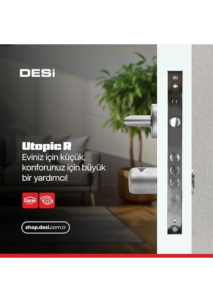 utopic r motorlu silindir akıllı kilit, telefondan kontrol ve şarj edilebilir pilli …