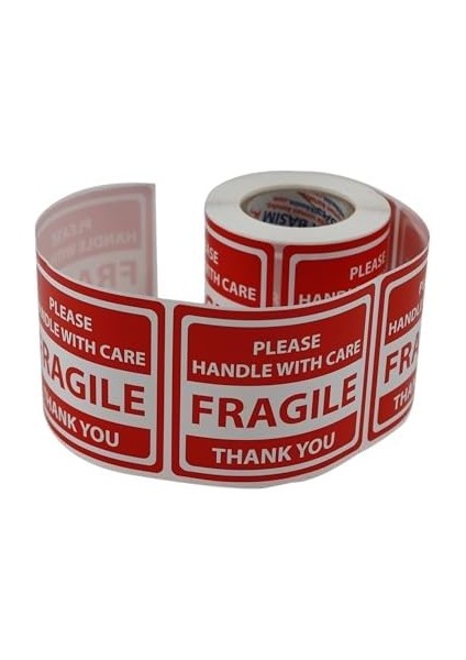 Etiketler , Hazır Al Hızlı Al Fragile Roll Label 70MM x 80MM 250 Pcs "please Handle With Care Thank You" Coated Stickers