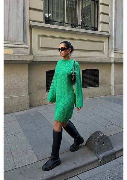 Melanie Örgü Desen Mini Elbise 2537-02