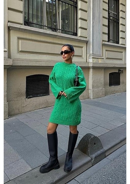 Melanie Örgü Desen Mini Elbise 2537-02
