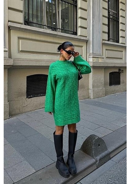 Melanie Örgü Desen Mini Elbise 2537-02