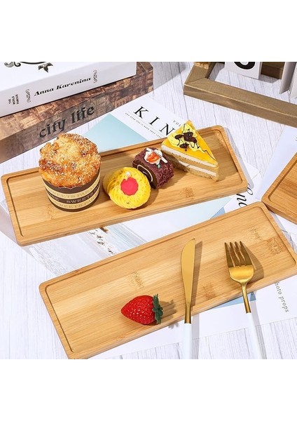 High-Tech Bambu Çay, Kahve Dikdörtgen Sunum Tepsisi, Dikdörtgen Dekoratif Ahşap Tepsi, Lavabo, Banyo Dekoratif Tepsisi, Aparatif Sunum Servis Tepsisi, 35 x 15 1,5 cm 1 Adet